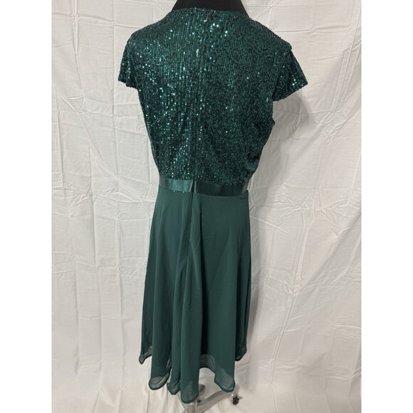 Unbranded Women’s Deep Green Sequin Top Dress Size Large - Picture 2 of 3